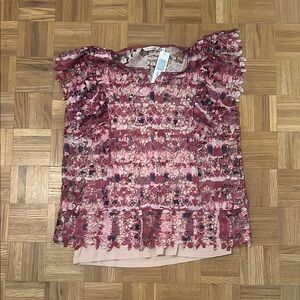 Soft Surroundings Floral Lace Blouse - Red and Pink